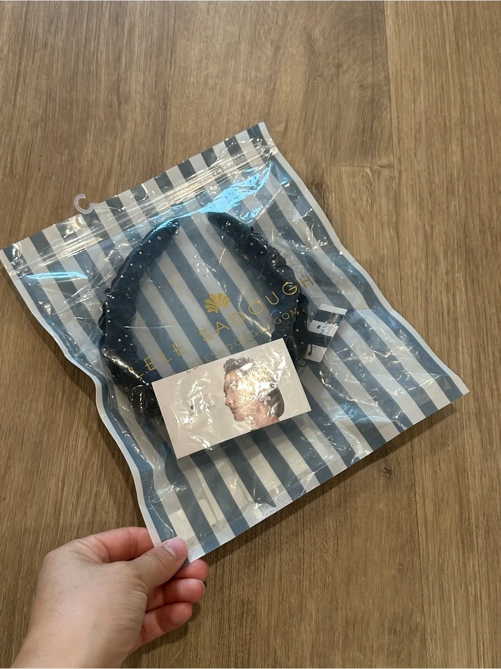 Lele Sadoughi NWT Black Braided Gold Detail Headband